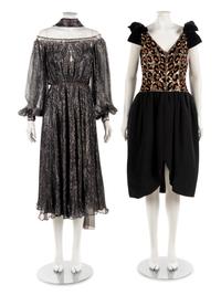 Two Evening Dresses; One Nolan Miller, One Christian Dior, 1980-90s