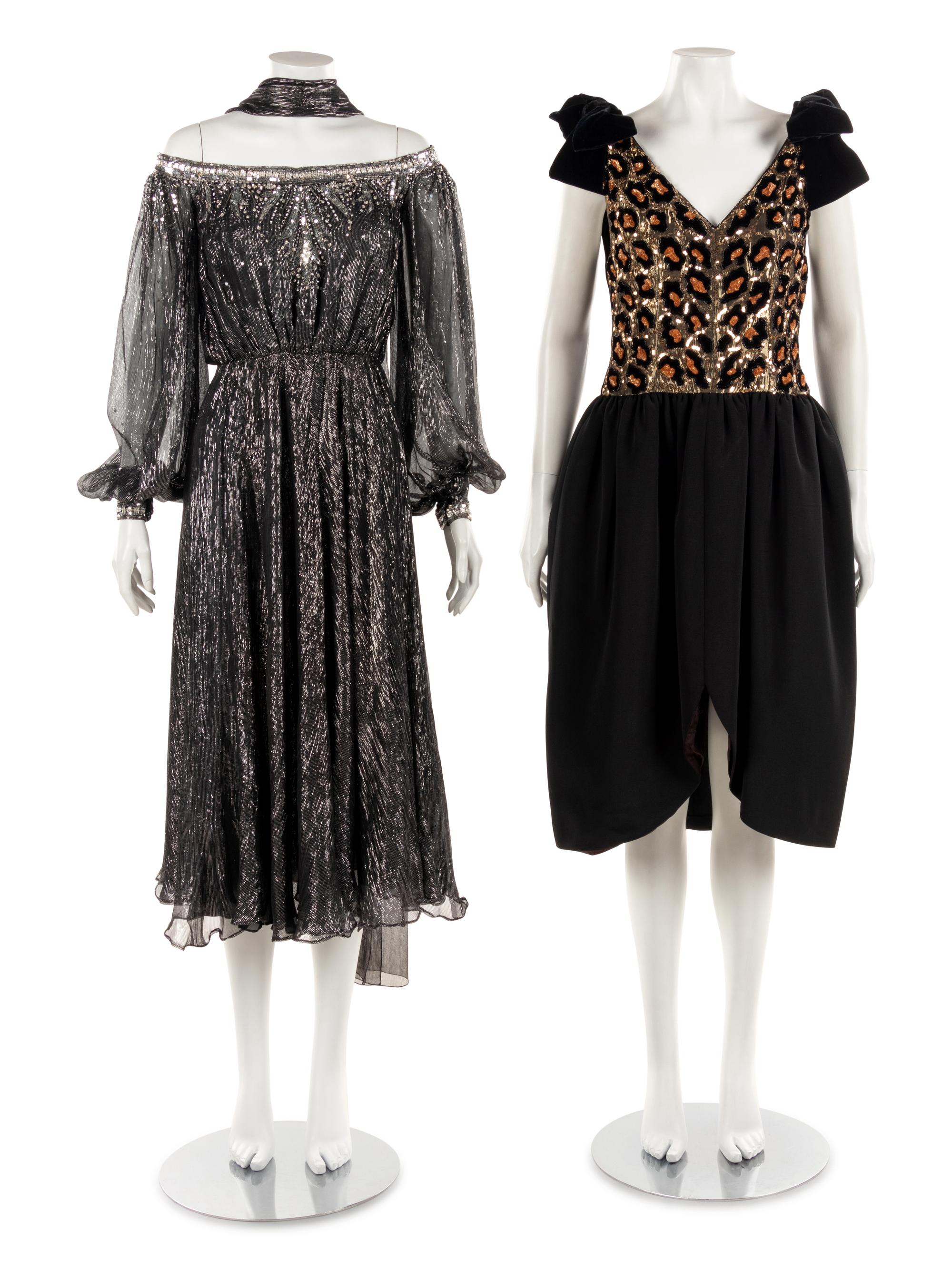 Two Evening Dresses; One Nolan Miller, One Christian Dior, 1980-90s