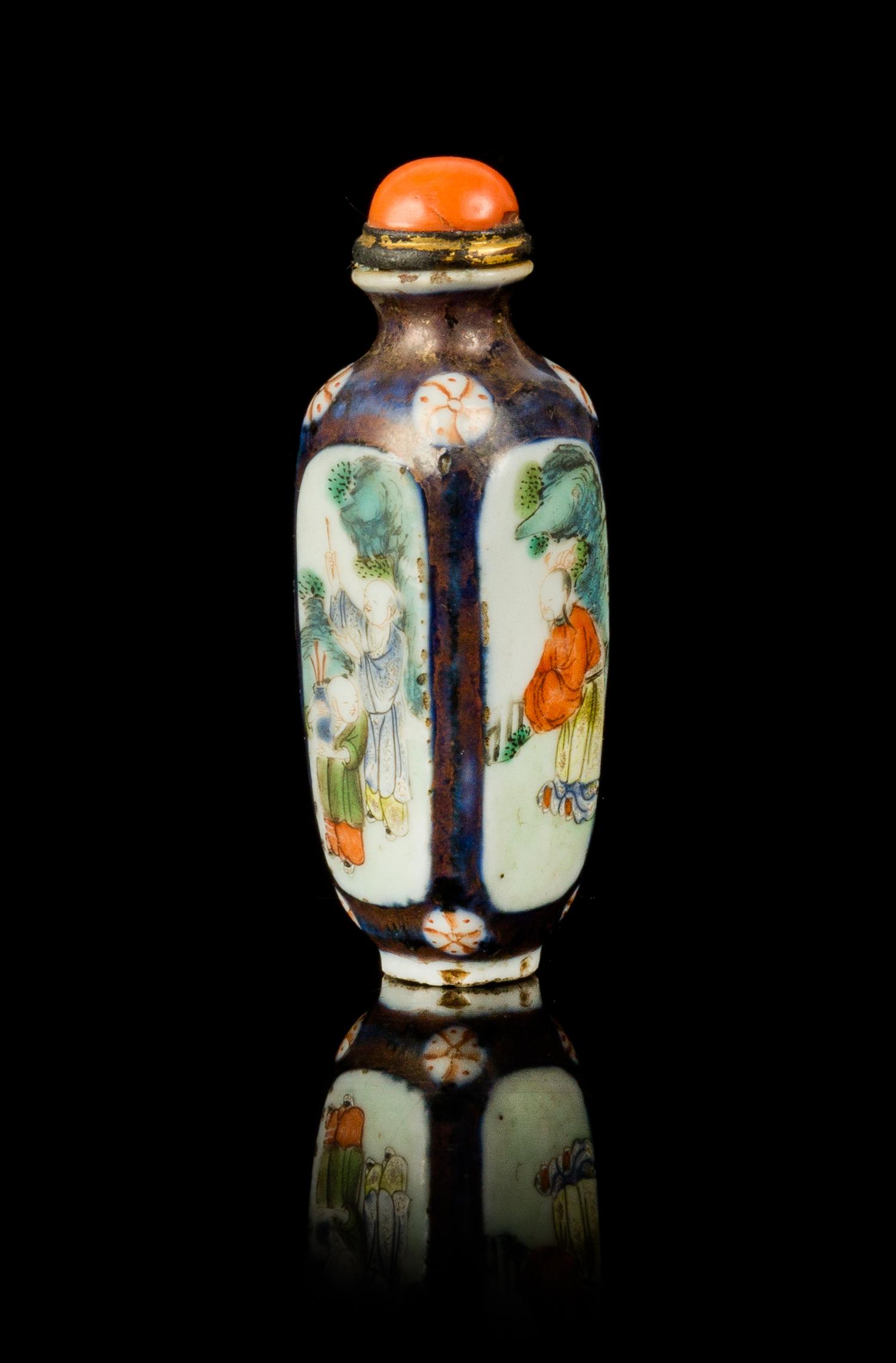 A Famille Rose Porcelain Snuff Bottle Height 3 inches. — JIAQING PERIOD (1796-1820)