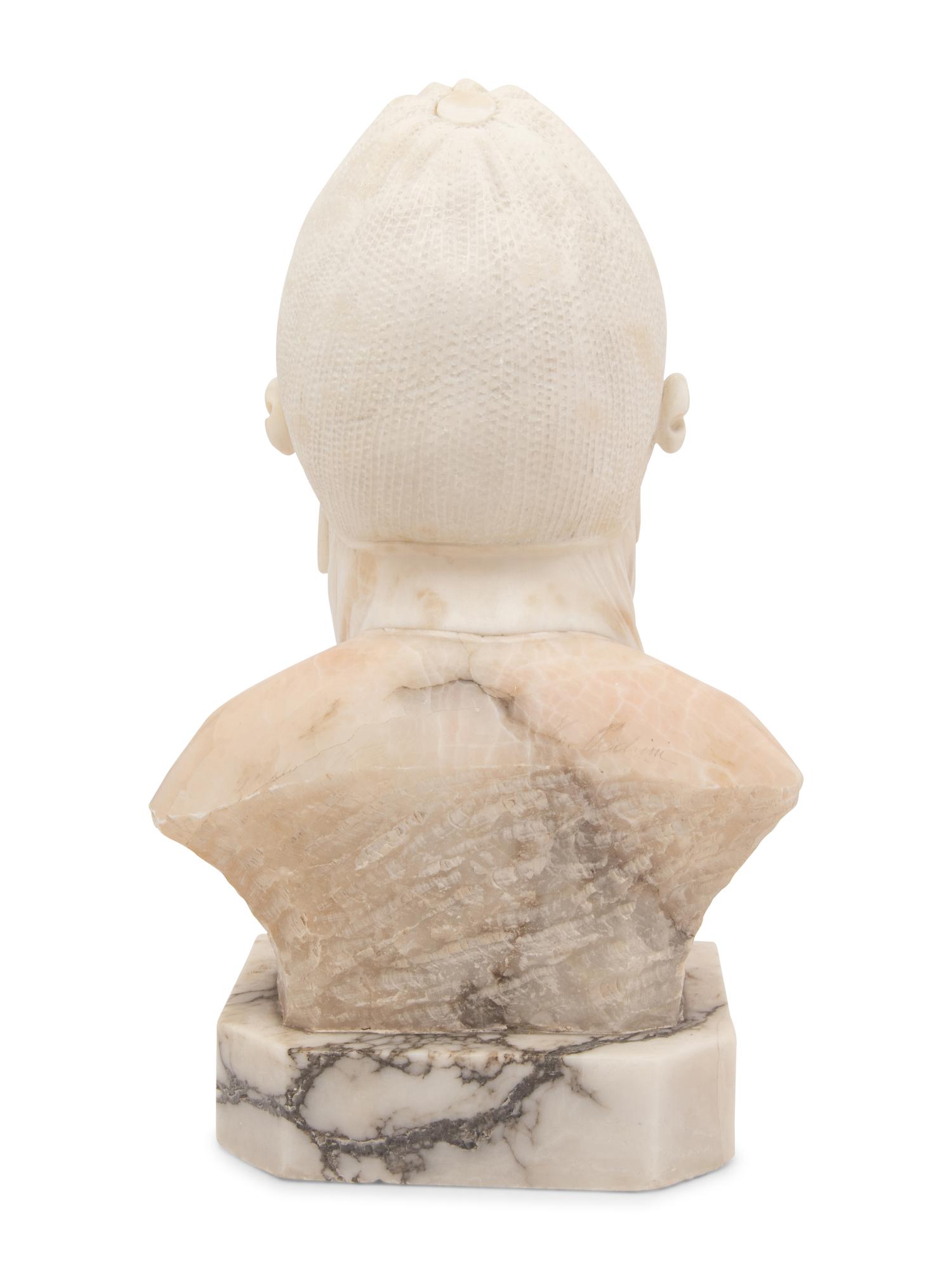 An Italian Alabaster Bust of a Young Girl