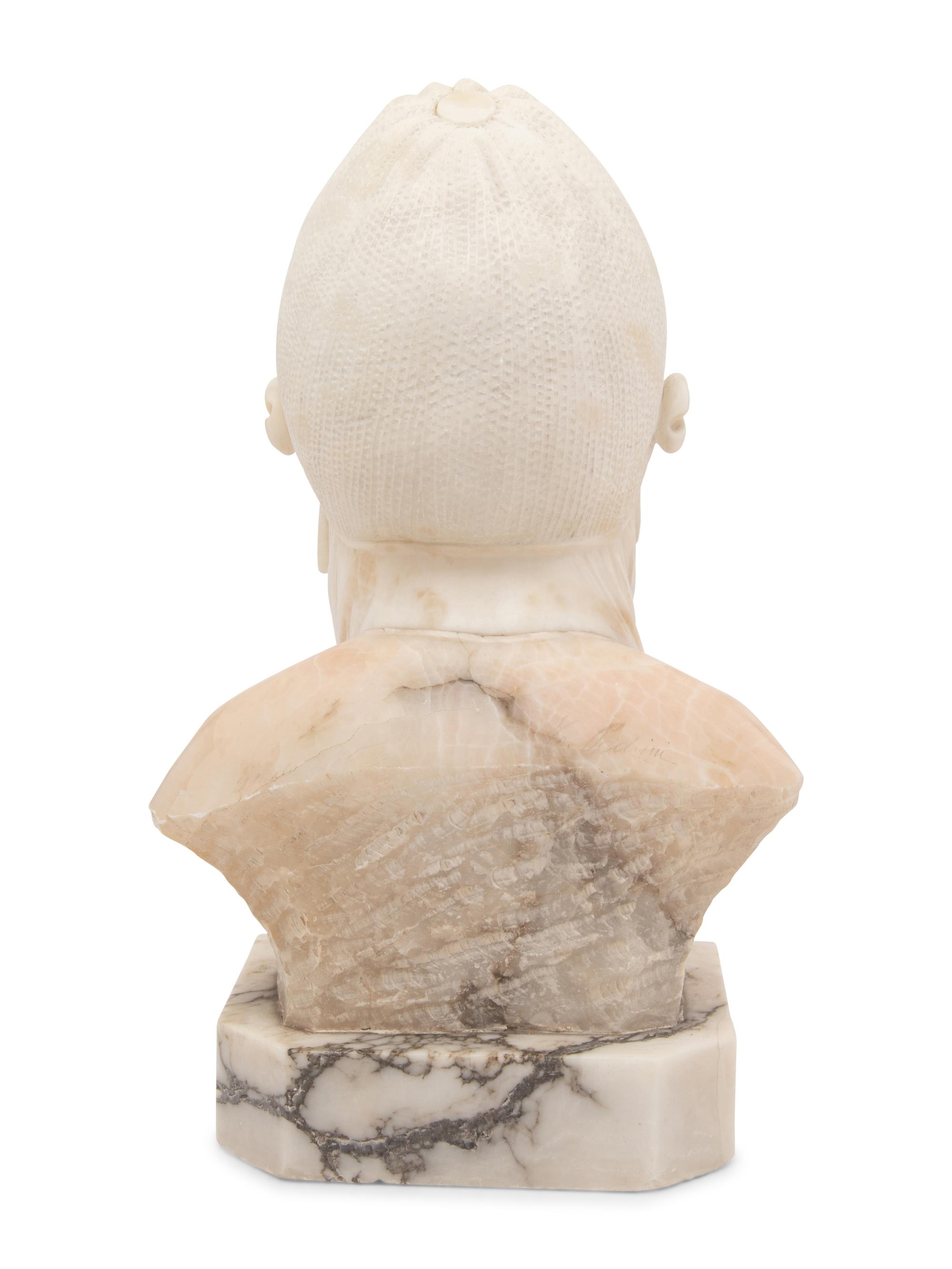 An Italian Alabaster Bust of a Young Girl
