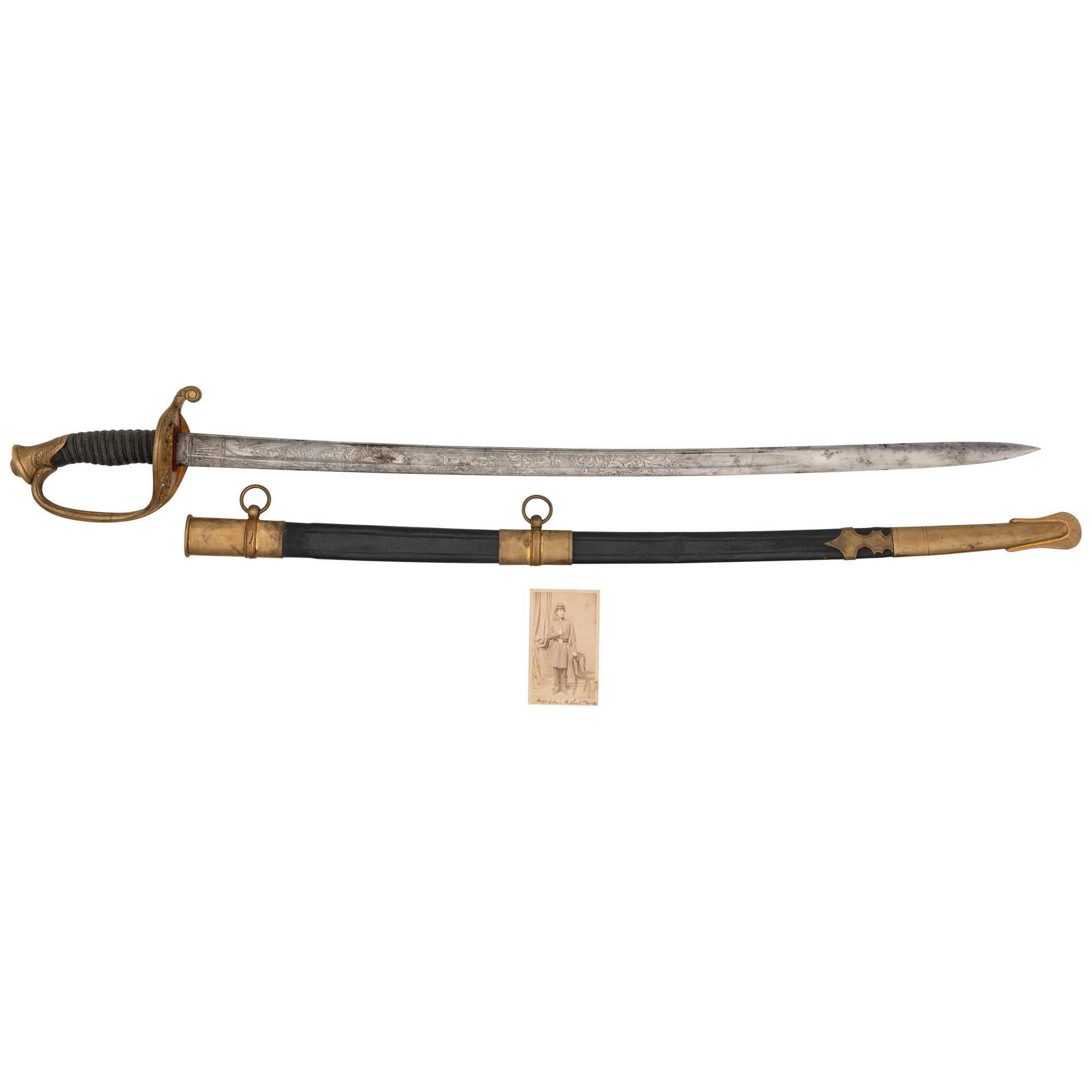 Imported US Model 1850 Foot Officers Sword Presented to Capt. E.R. Lee 11th CT from the Sharps Rifle Factory - KIA at New Bern with CDV