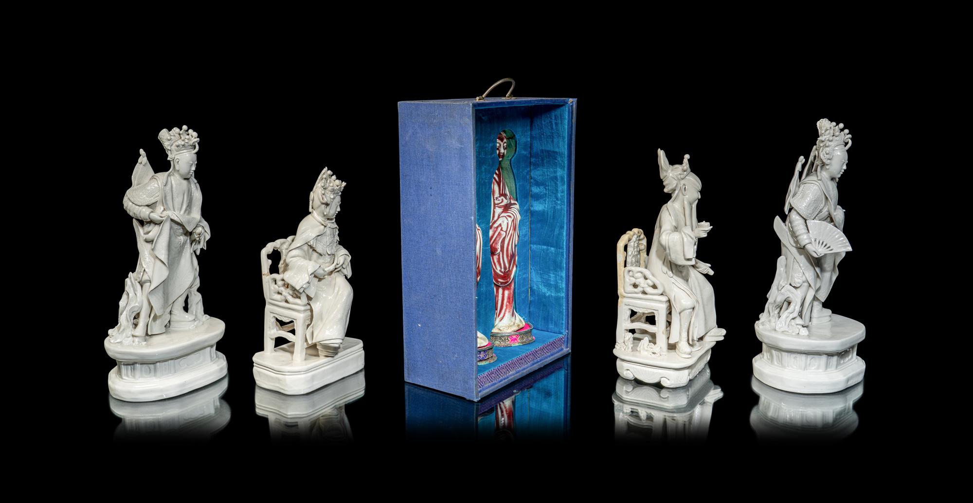 Three Pairs of Chinese Porcelain Figures