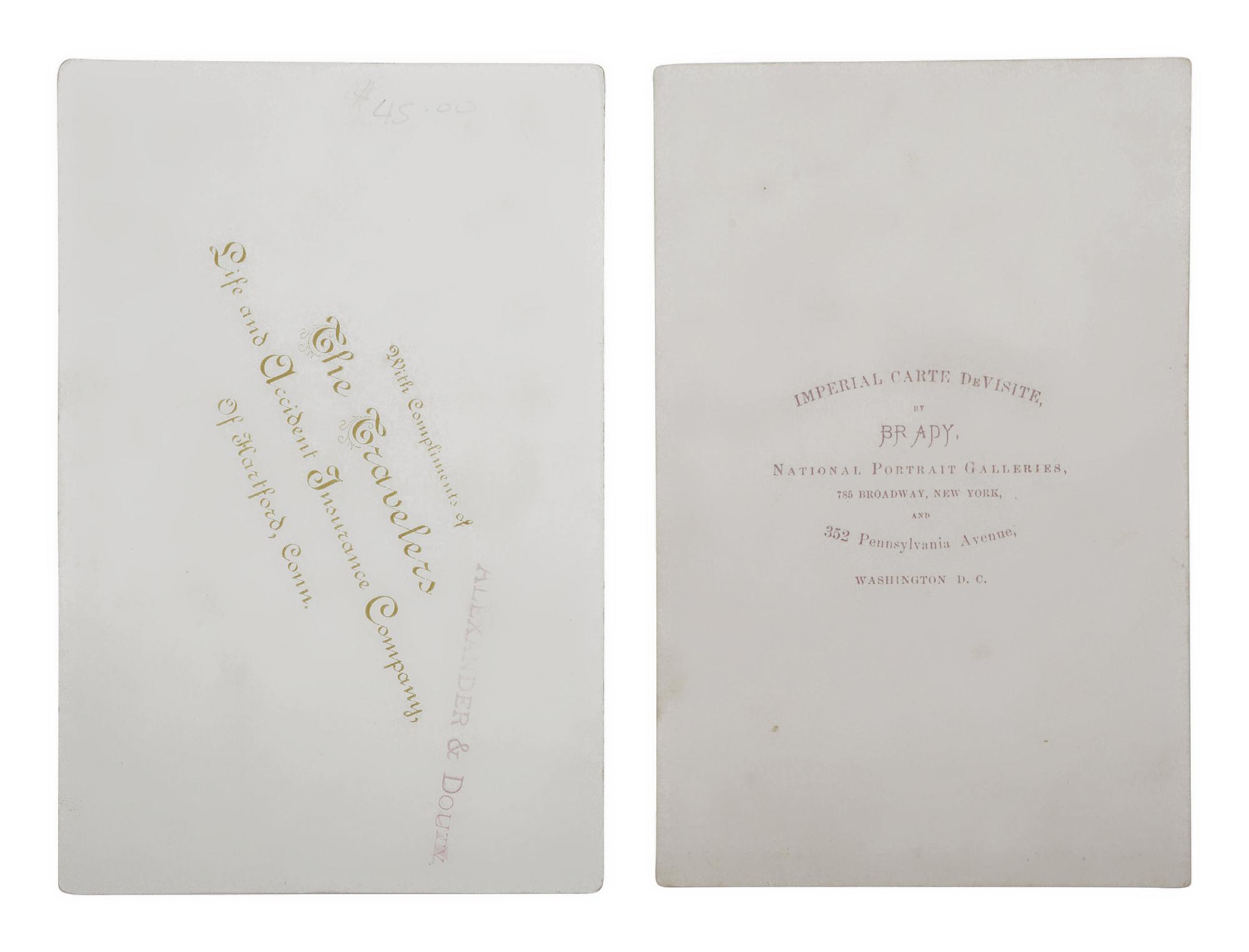 [CIVIL WAR]. 2 cabinet cards, incl. unpublished portrait of W.T. Sherman by Brady, Washington, DC.
