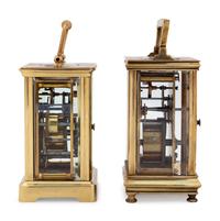 Two French Brass Carriage Clocks Retailed by Tiffany & Co.