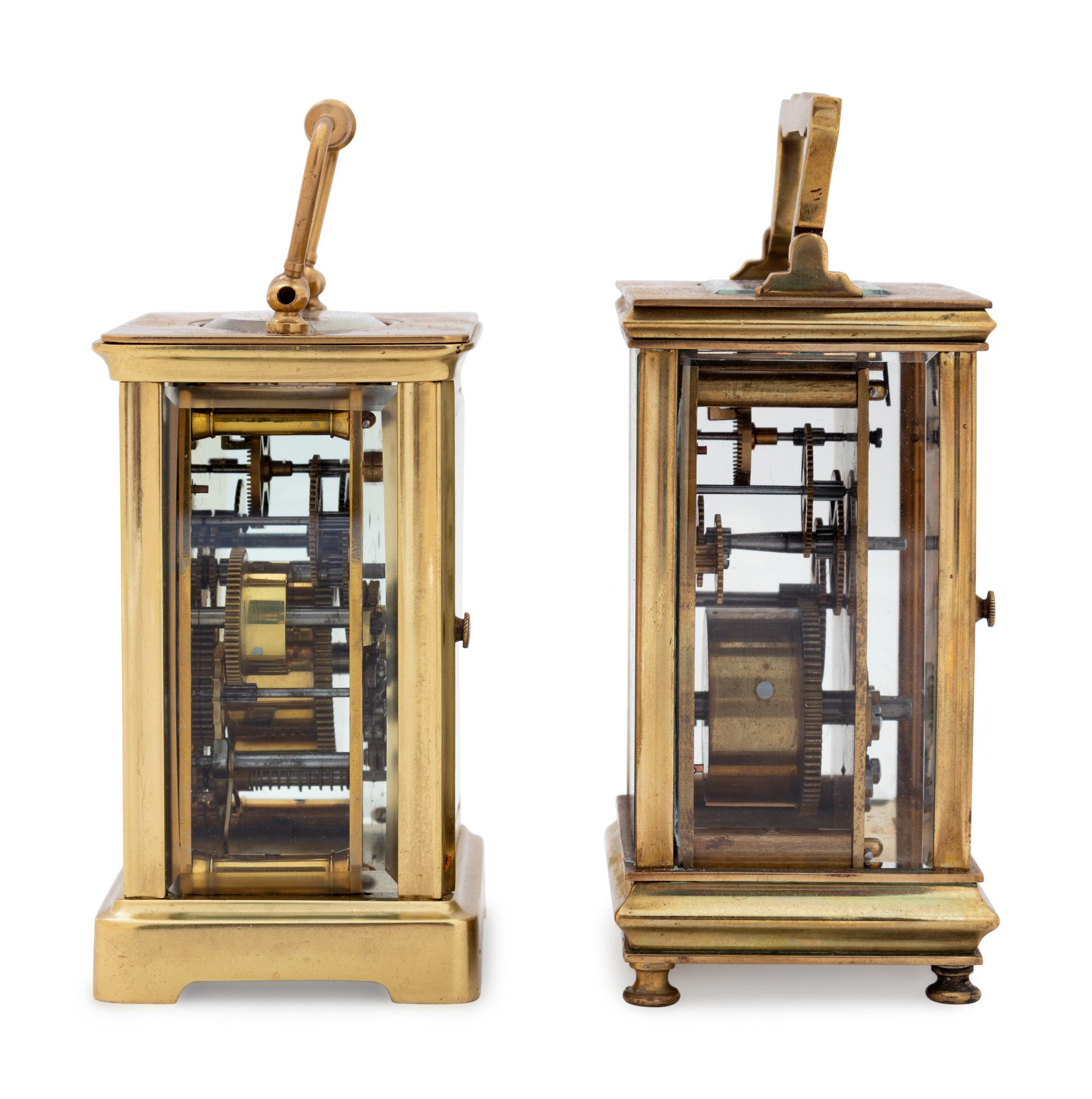 Two French Brass Carriage Clocks Retailed by Tiffany & Co.