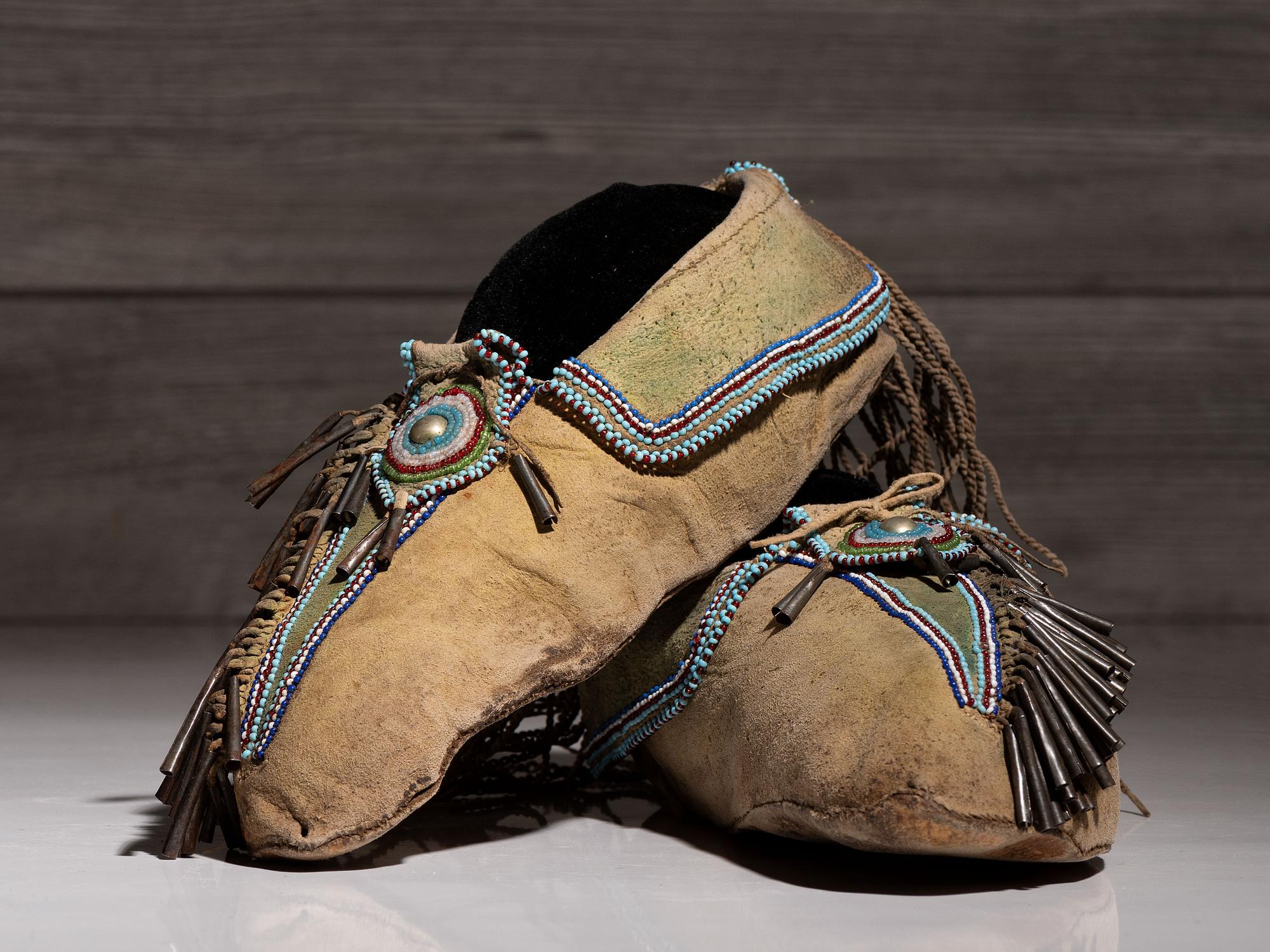 Comanche Beaded Hide Moccasins