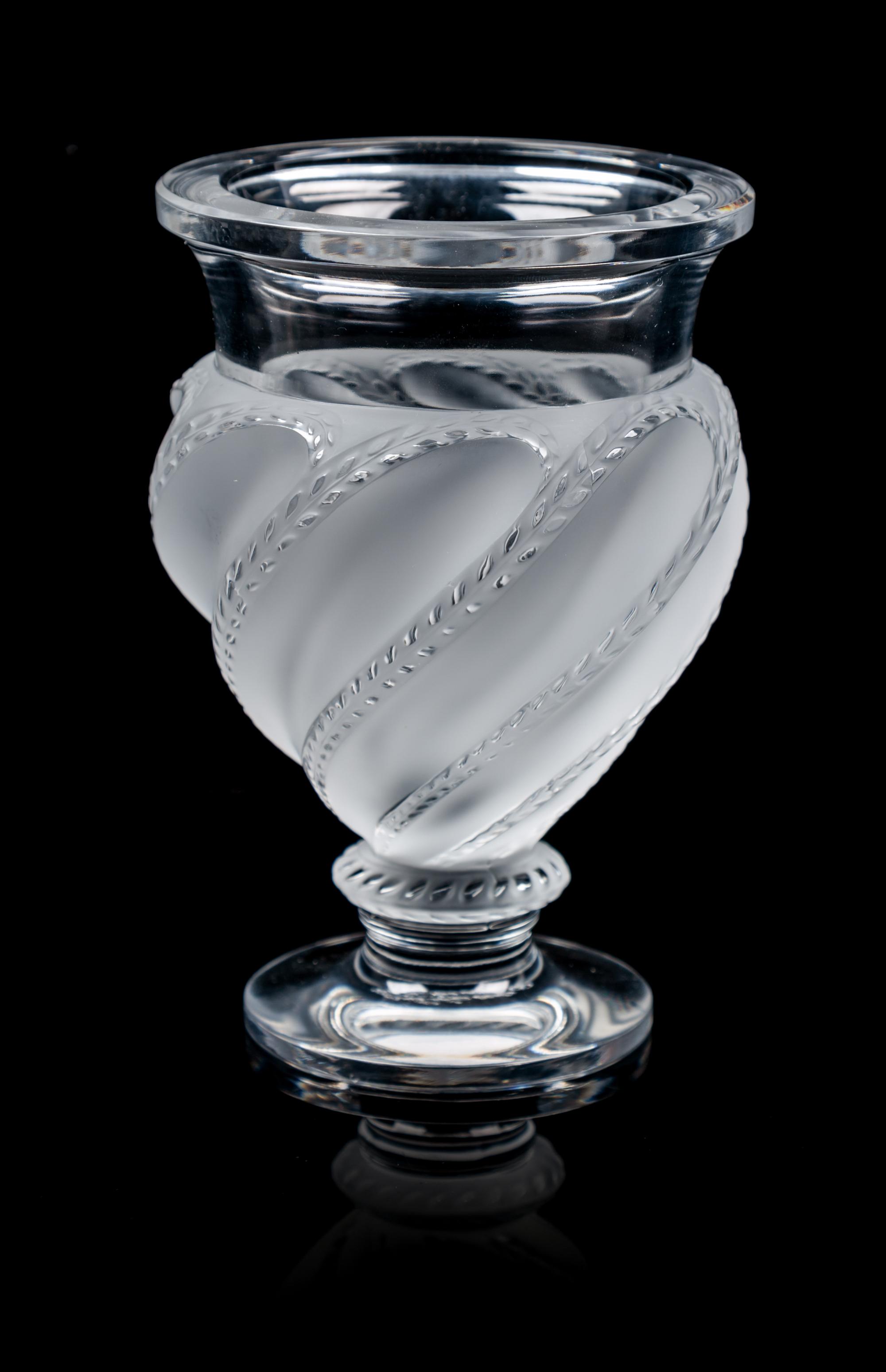 A Lalique Vase Height 5 3/4 inches.