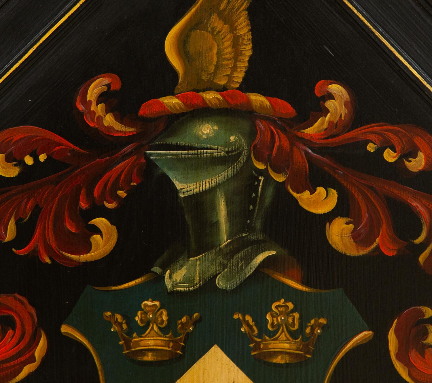 Two Modern Framed Panels Painted with Heraldic Crests