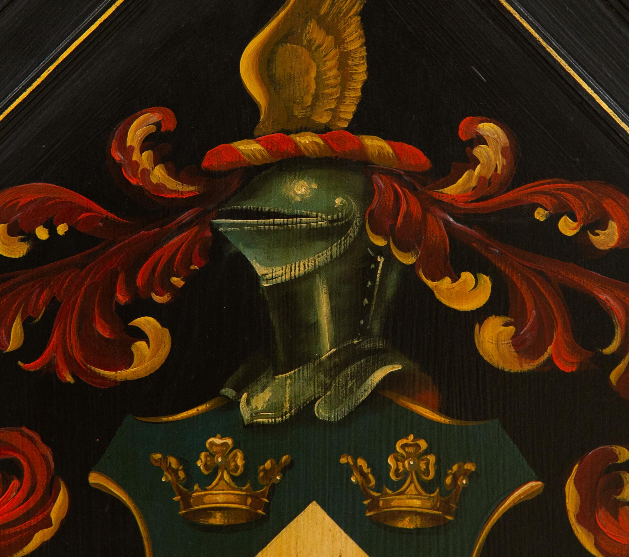 Two Modern Framed Panels Painted with Heraldic Crests