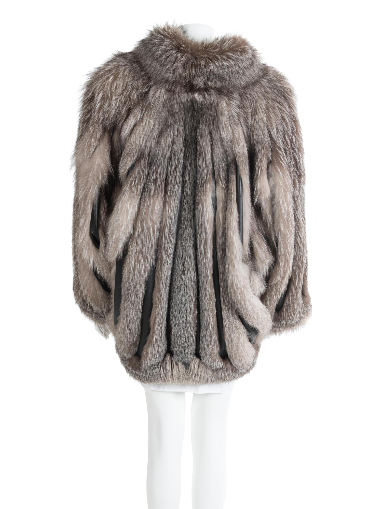 Fox Fur and leather Coat, 1980-90s
