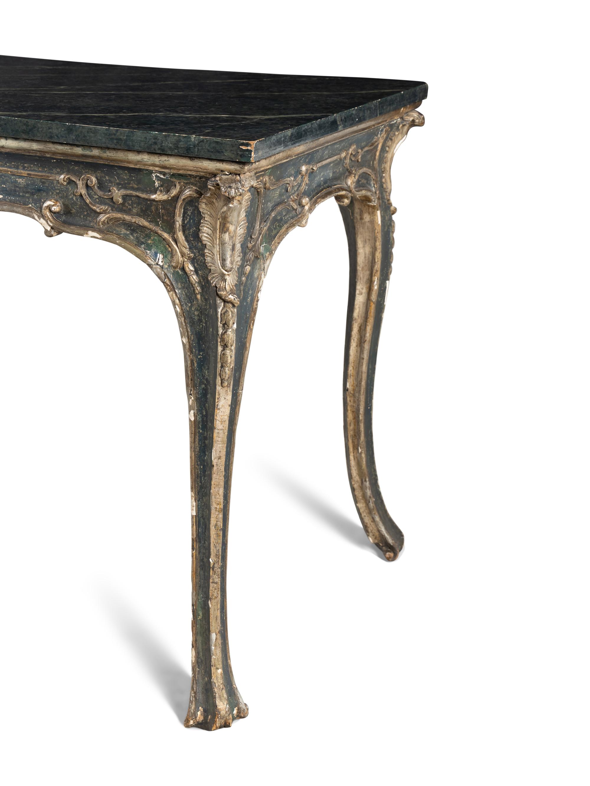 A Neapolitan Rococo Style Painted Console Table