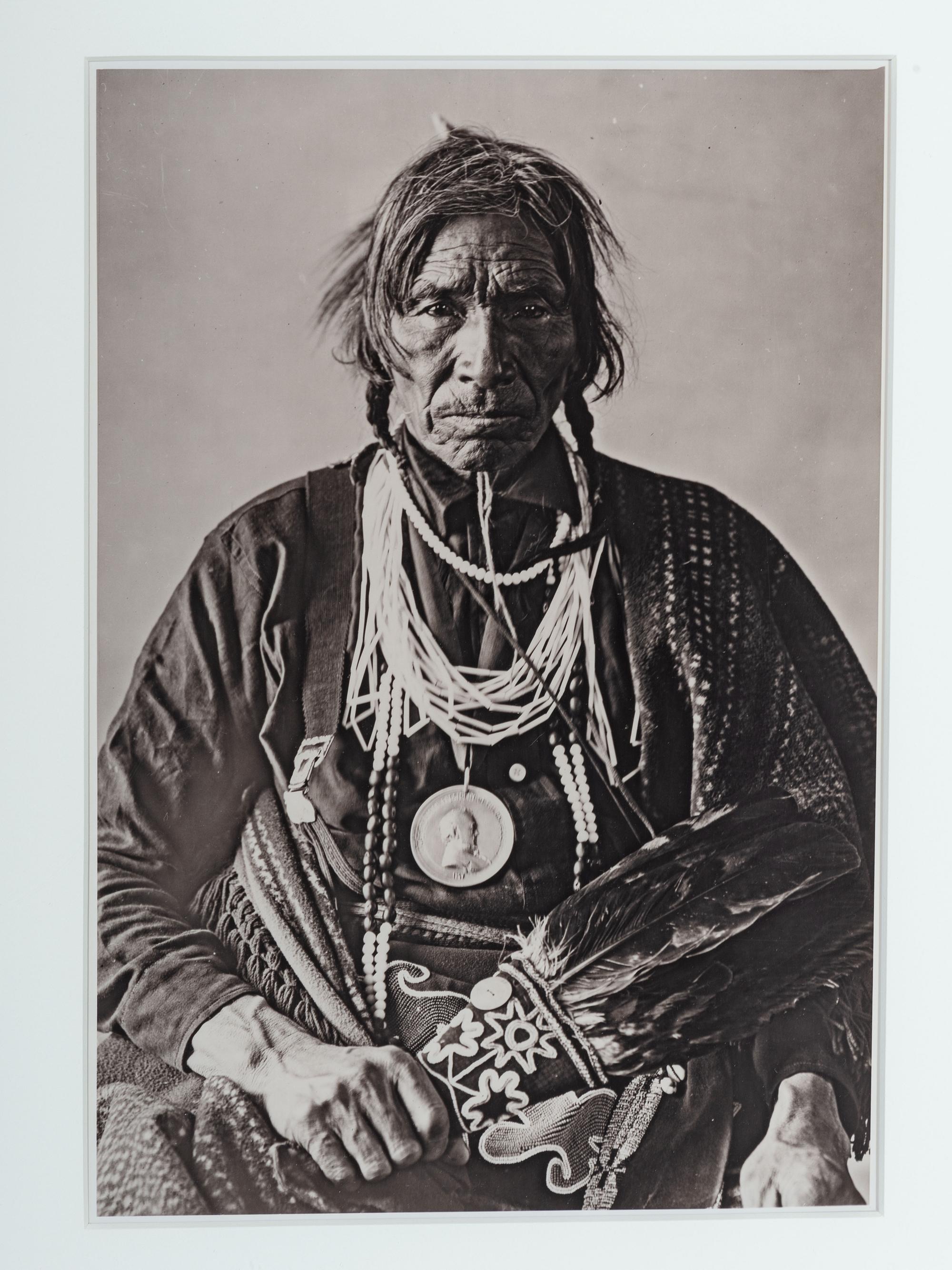 [NATIVE AMERICANS]. A group of photographs and prints of Native American subjects, highlighted by cabinet card of Oglala Lakota Chief Low Dog.
