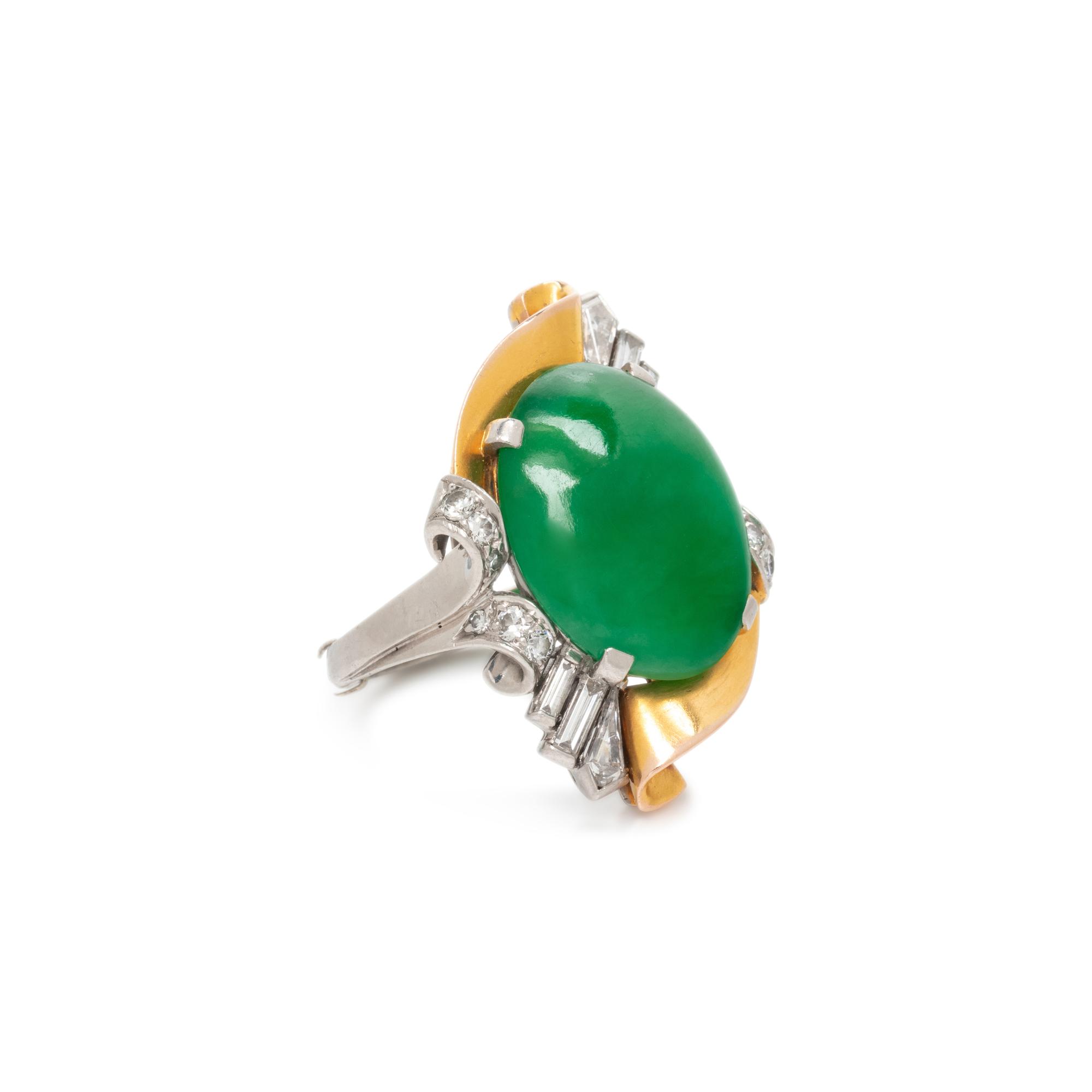 JADEITE JADE AND DIAMOND RING