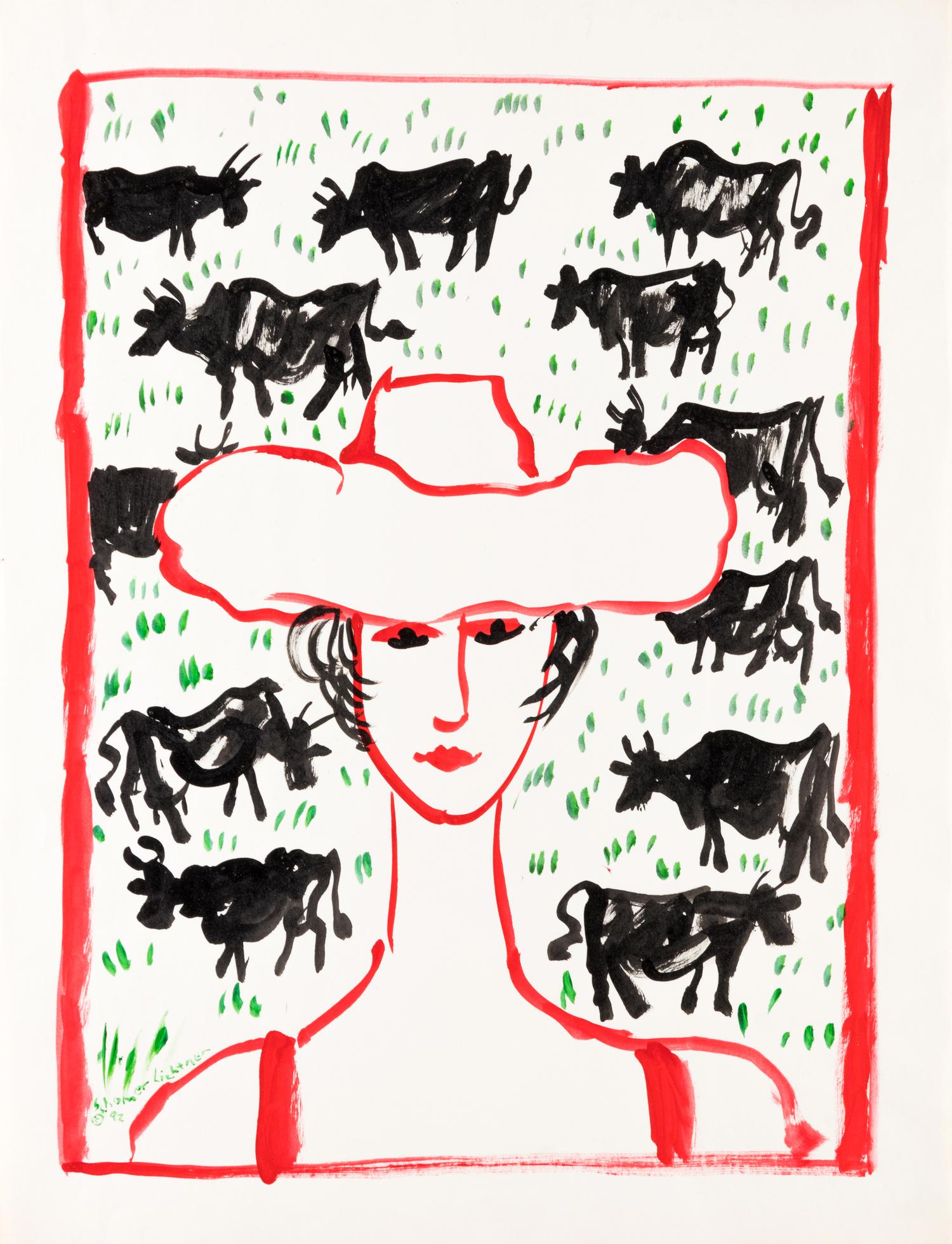 Lady and Cows , 1992