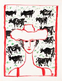 Lady and Cows , 1992