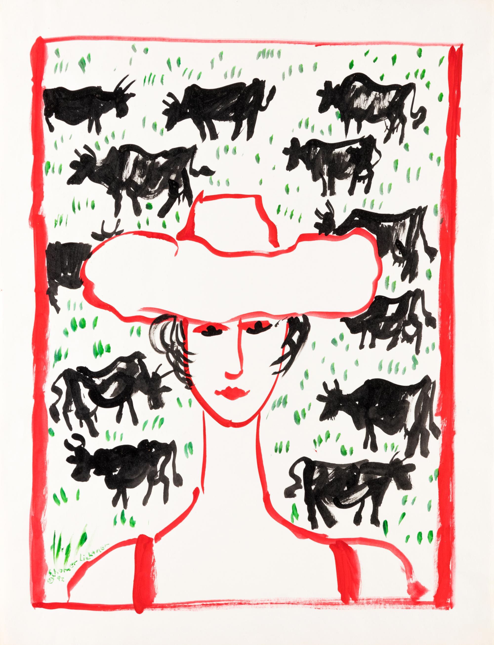 Lady and Cows , 1992