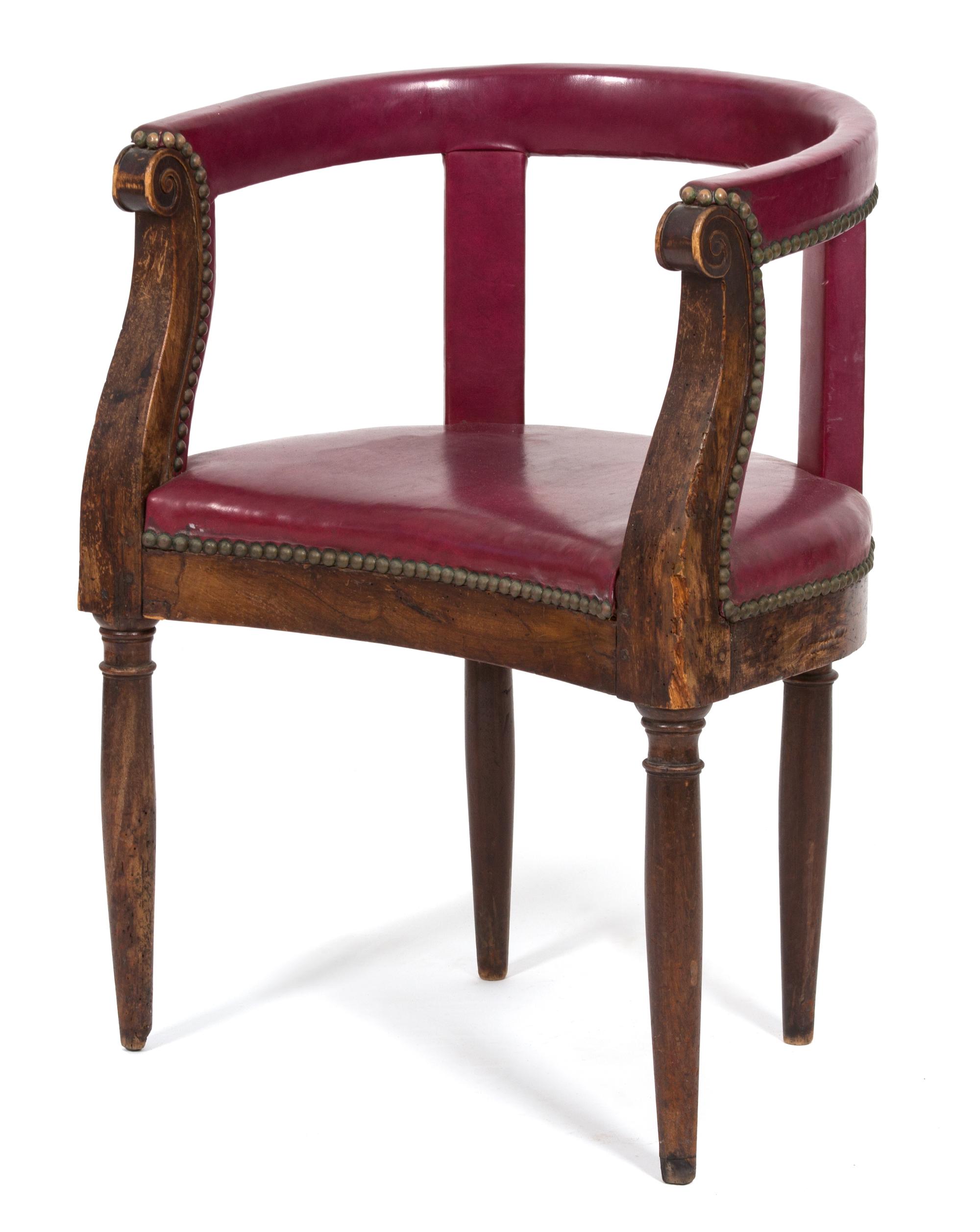 A Regency Mahogany and Leather Library Chair — 19TH CENTURY
