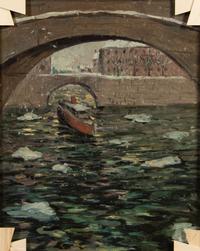 Ernest Lawson, (American, 1873-1939), Spring Landscape and Harbor Scene (a double sided work)