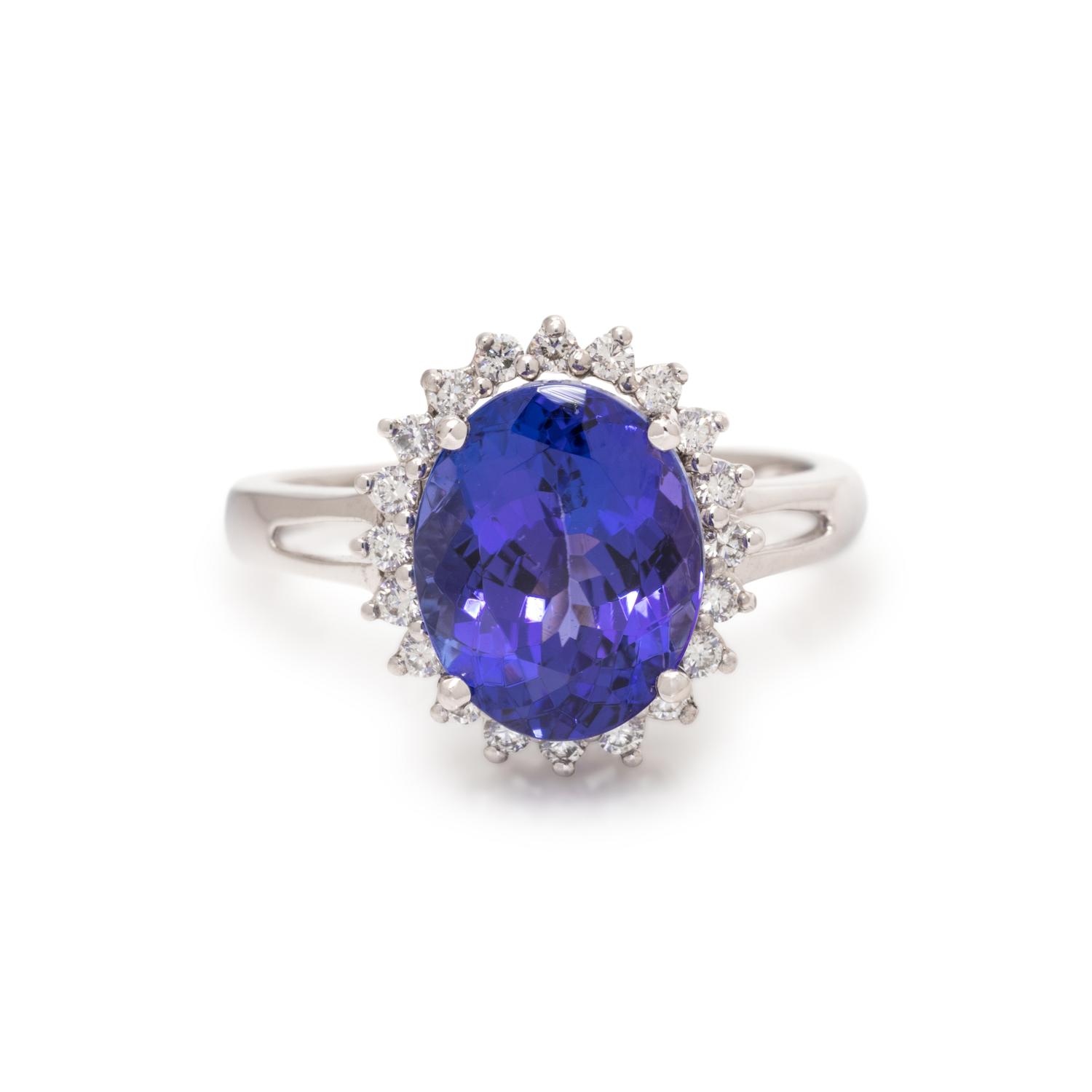 TANZANITE AND DIAMOND RING