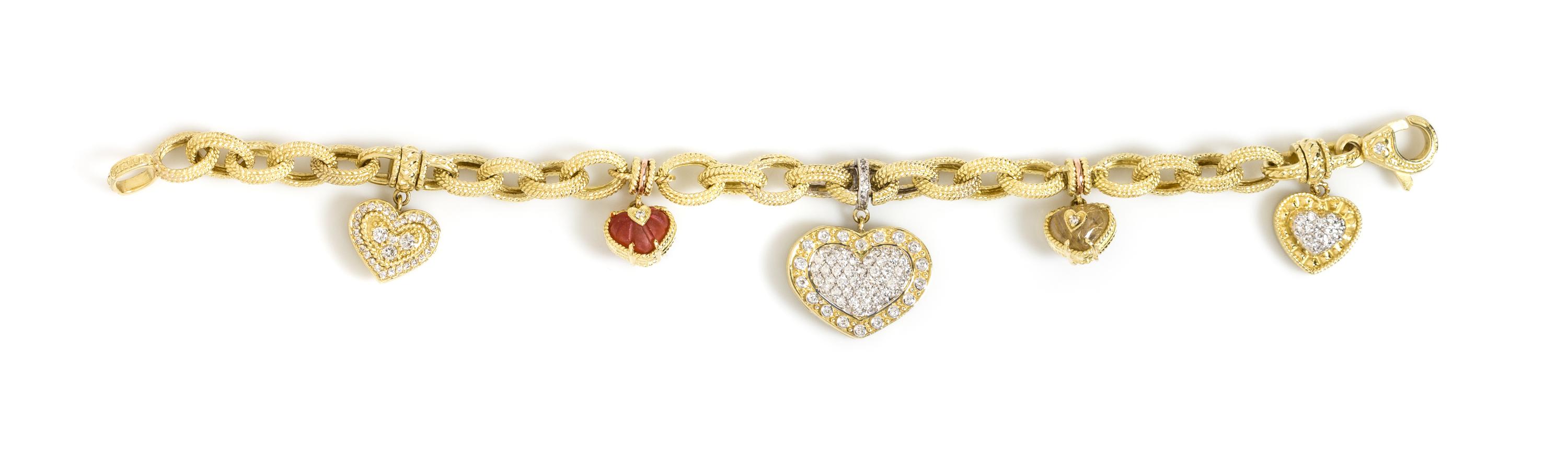 An 18 Karat Yellow Gold and Diamond Charm Bracelet, Stambolian, 32.60 dwts.