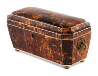 A Large George III Tortoise Shell Tea Caddy