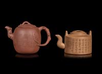 Two Chinese Yixing Zisha Pottery Teapots