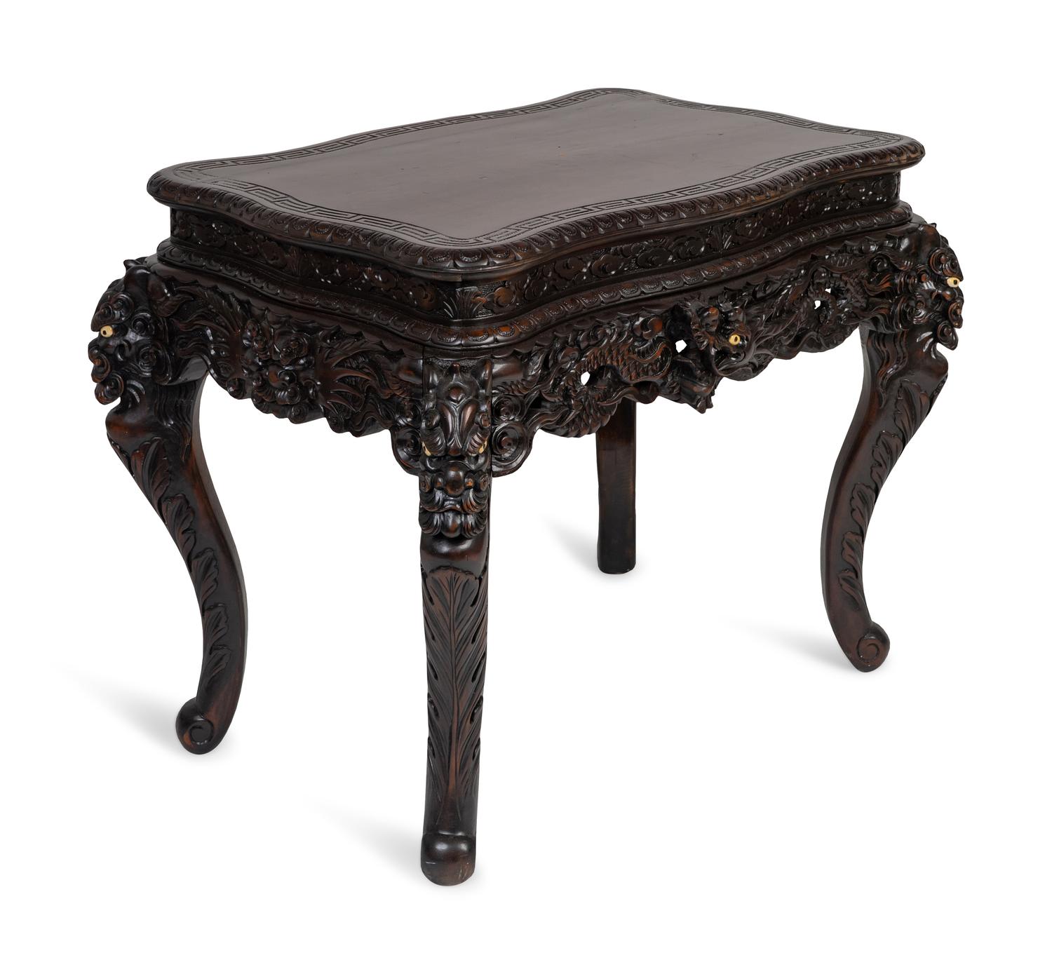 A Japanese Carved Wood Table