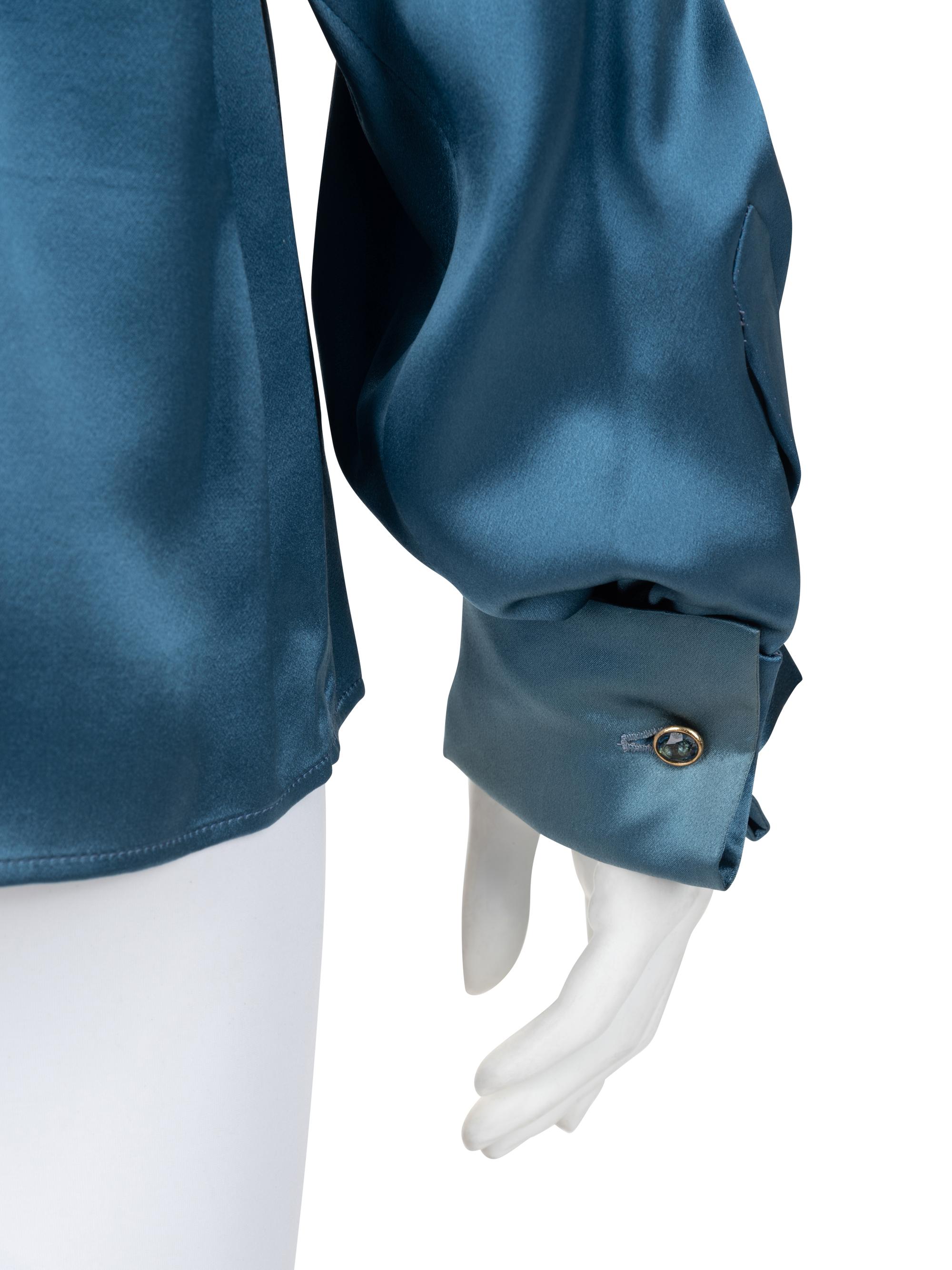 Three Yves Saint Laurent Haute Couture Silk Satin Blouses, 1979-81