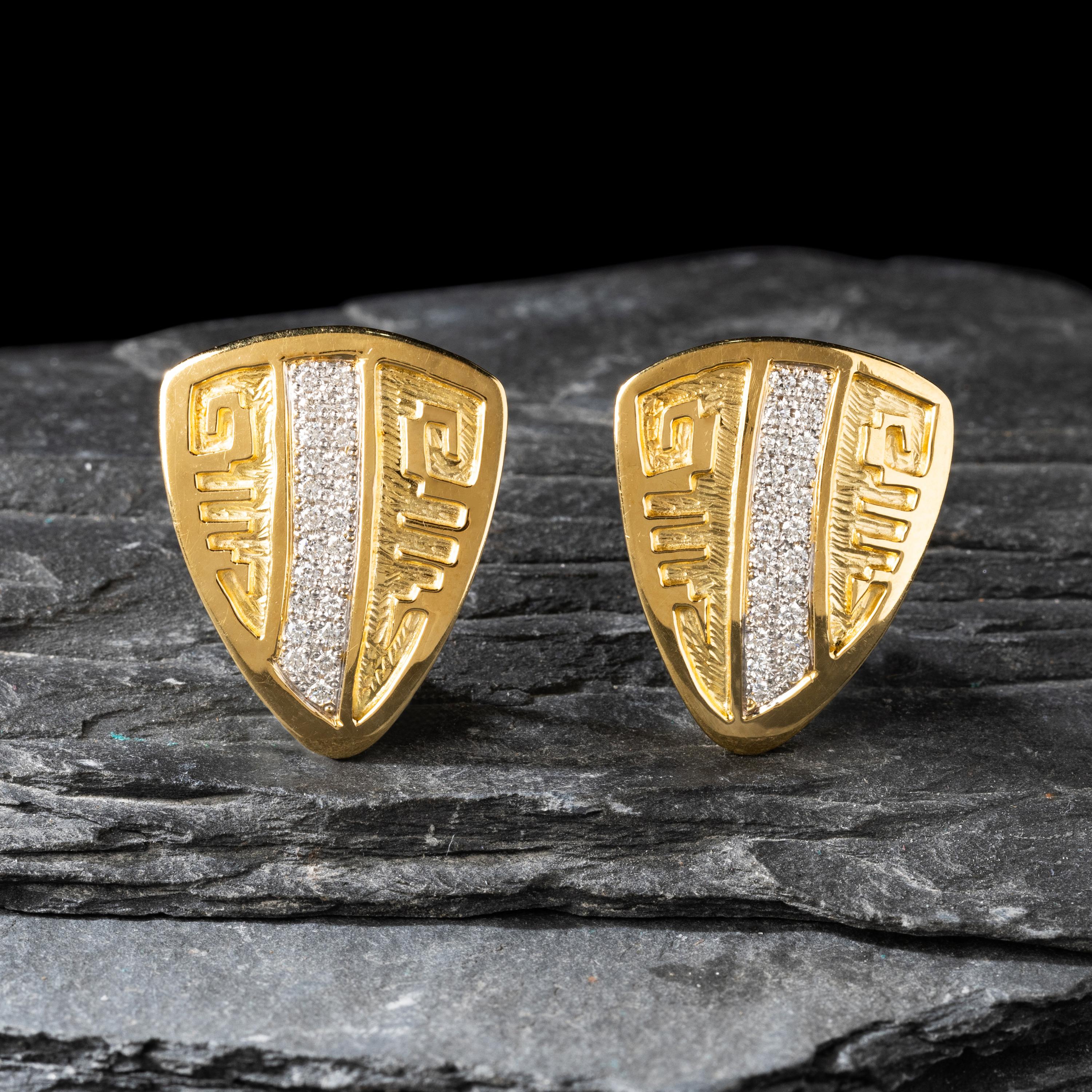 Dina Huntinghorse (Wichita-Kiowa, act. since 1980s) — 18K Gold and Diamond Clip Earrings