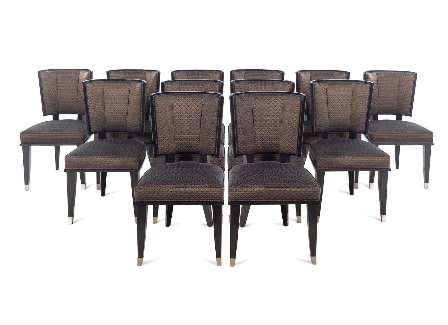 A Set of Twelve Mattaliano Art Deco Style Dining Chairs