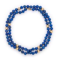 SOLD: LAPIS LAZULI AND YELLOW GOLD BEAD NECKLACE