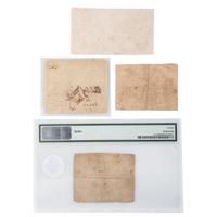 [COLONIAL CURRENCY - GEORGIA]. A group of 4 notes, incl. Half Dollar, Quarter Dollar, Seven Dollars, and Four Spanish Milled Dollars, dating from 1776-1777.