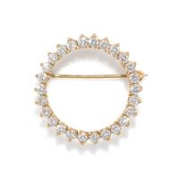 YELLOW GOLD AND DIAMOND CIRCLE BROOCH
