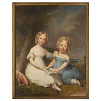 Anglo-American School 19th century Portrait of two little girls