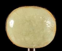 A Pale Celadon Inset Hardwood Ruyi Scepter