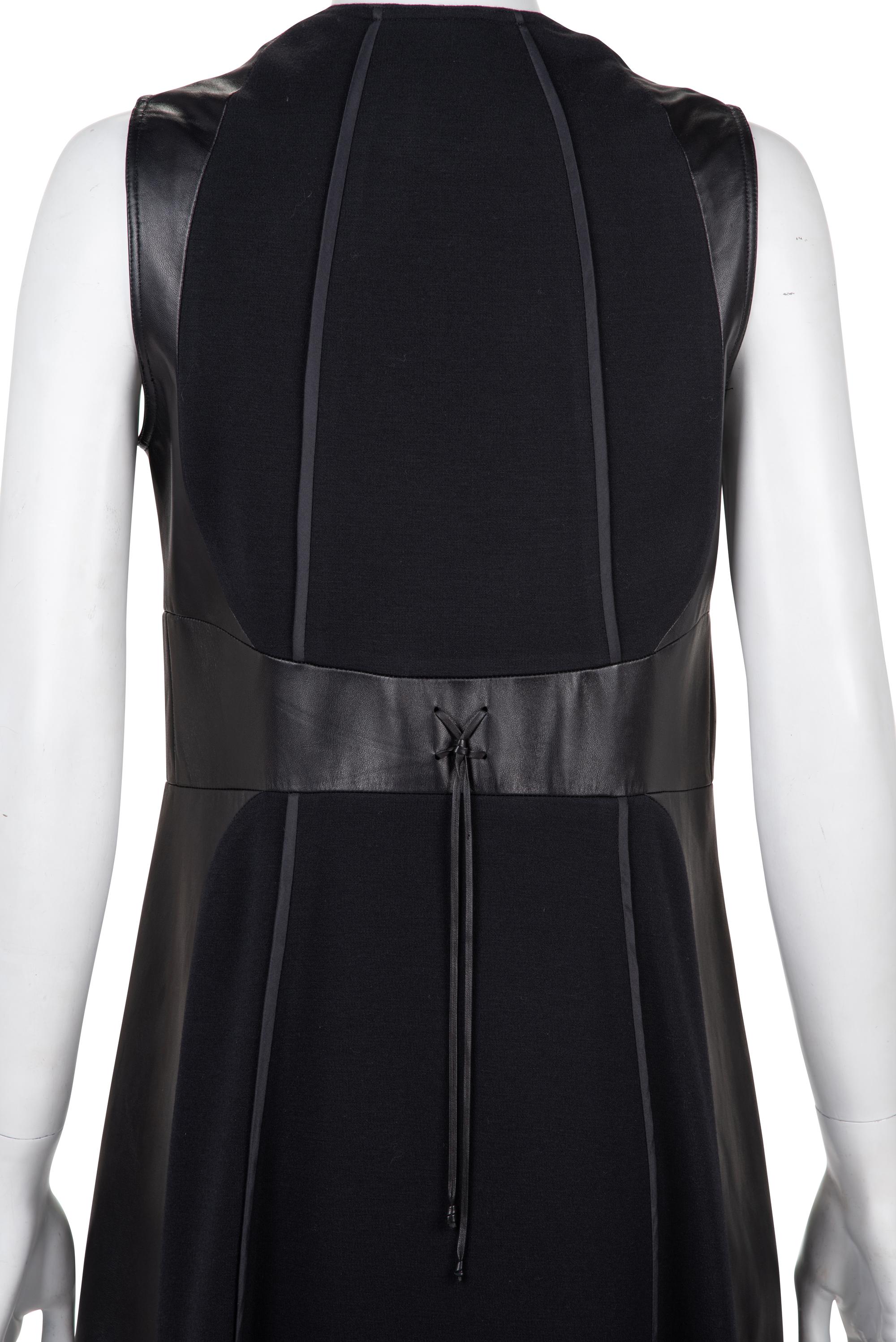 Two Ralph Rucci Leather Paneled Sleeveless Dresses, c. 2010s