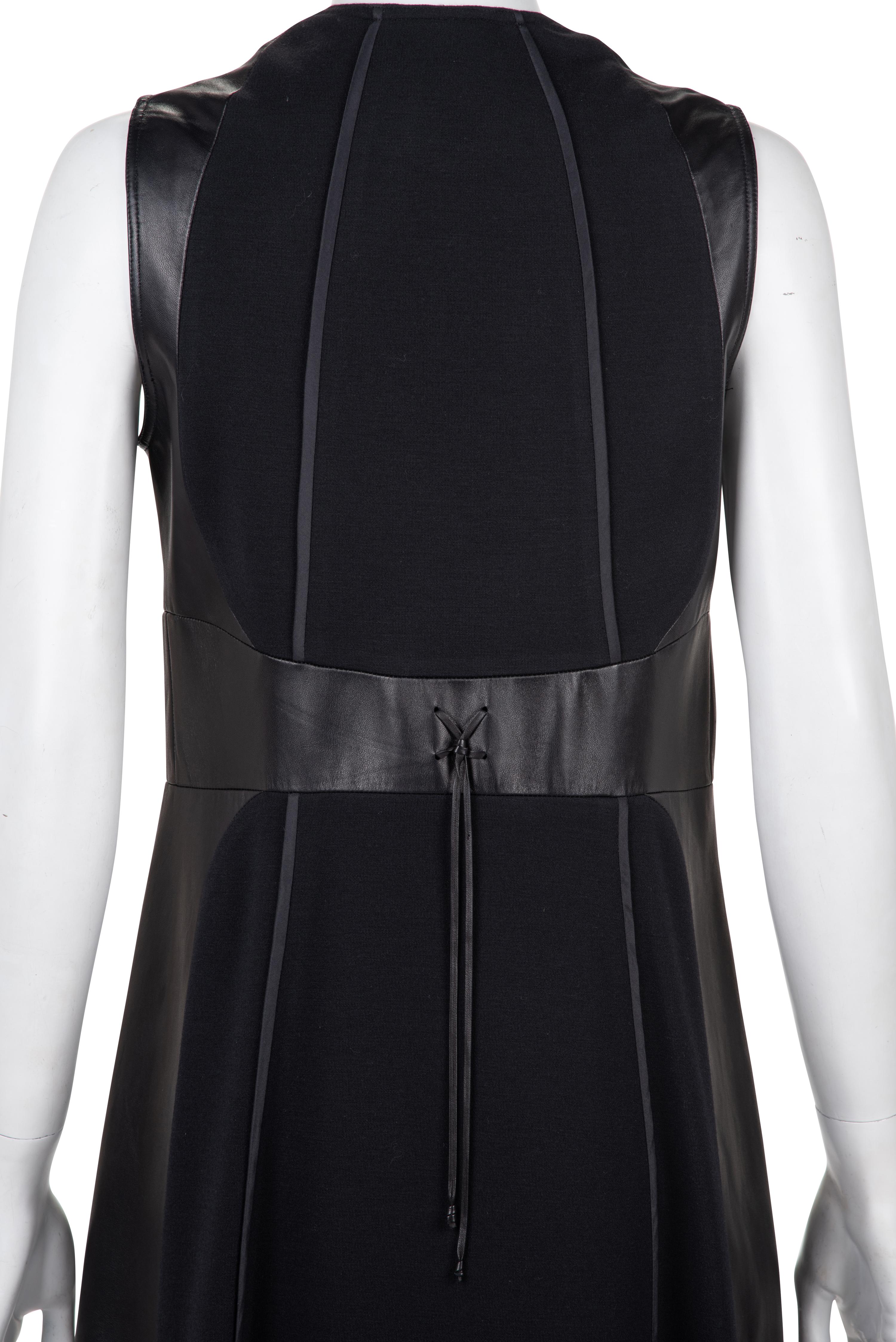 Two Ralph Rucci Leather Paneled Sleeveless Dresses, c. 2010s