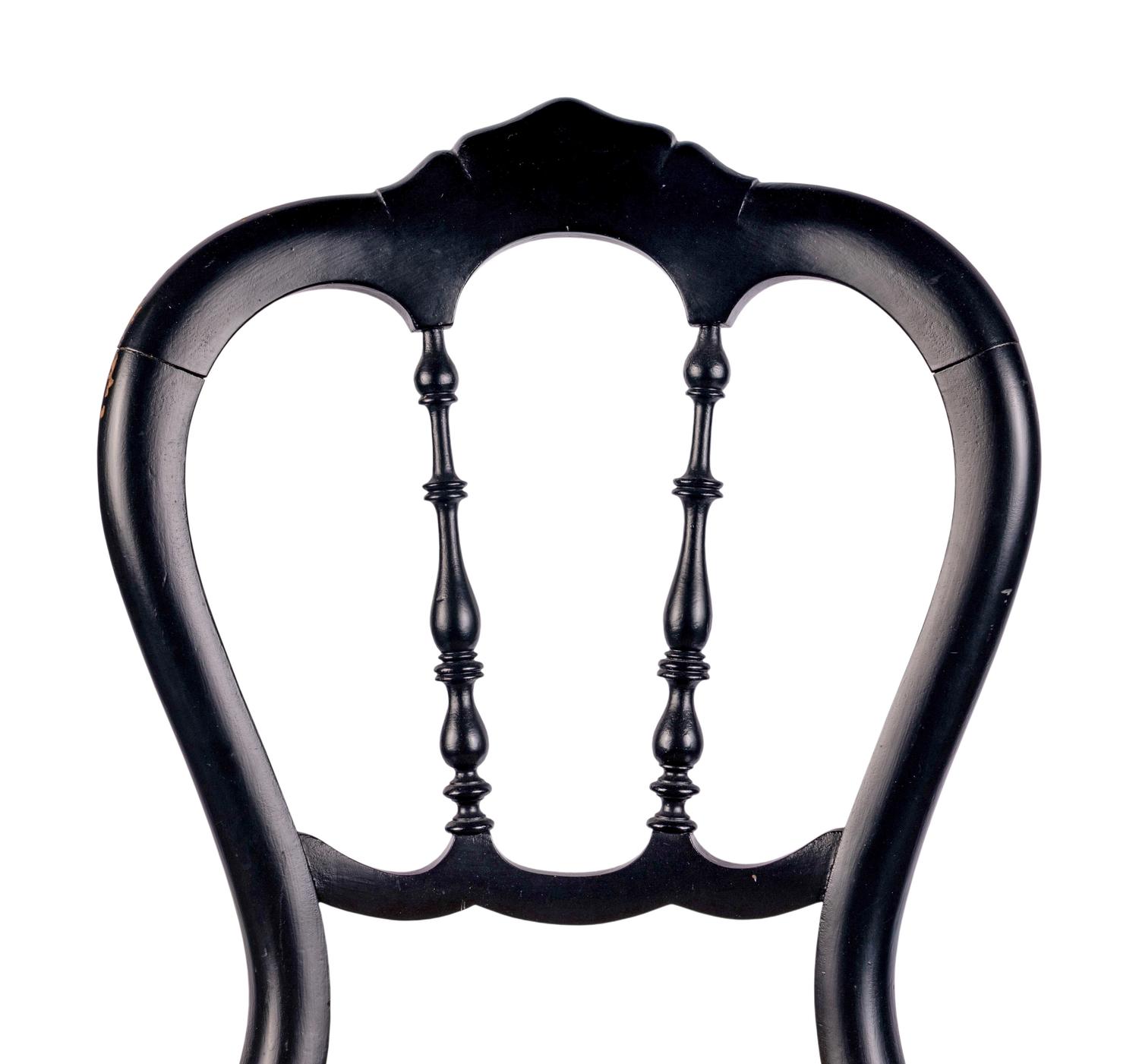[LINCOLN ASSASSINATION]. An ebonized wooden chair purportedly used at Ford's Theatre during the performance of Our American Cousin , 14 April 1865.