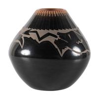 Black and Sienna Sgraffito Pottery Jar