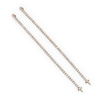 Pair of Yellow Gold and Diamond Line Bracelets
