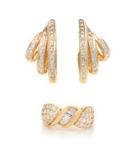 A Collection of Yellow Gold and Diamond Jewelry, 9.10 dwts.
