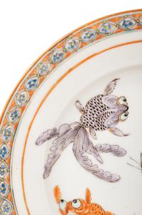 Three Chinese Export Famille Rose Porcelain Plates