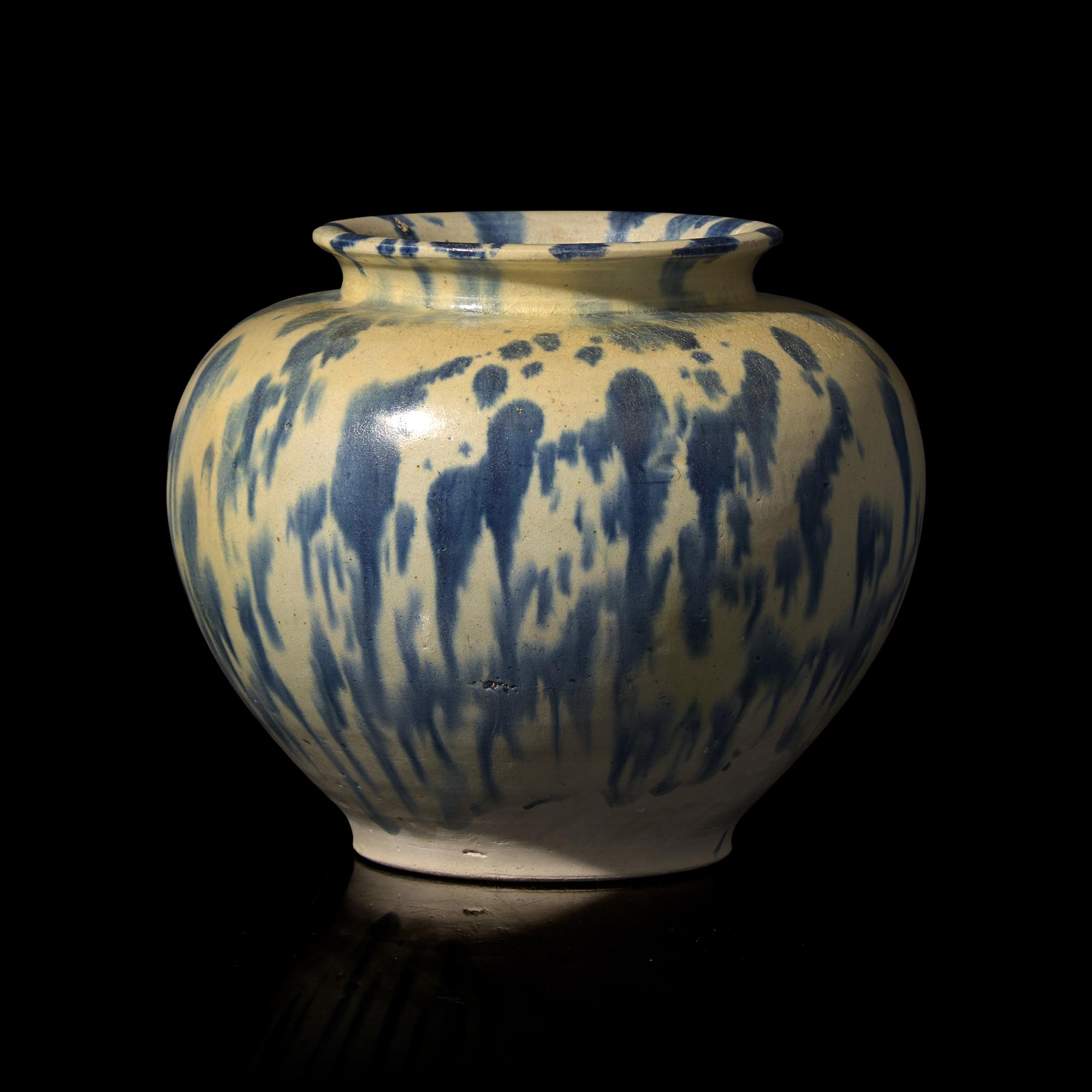 A Chinese Blue-Splashed Jar, Tang Dynasty — 唐 灑藍三彩罐