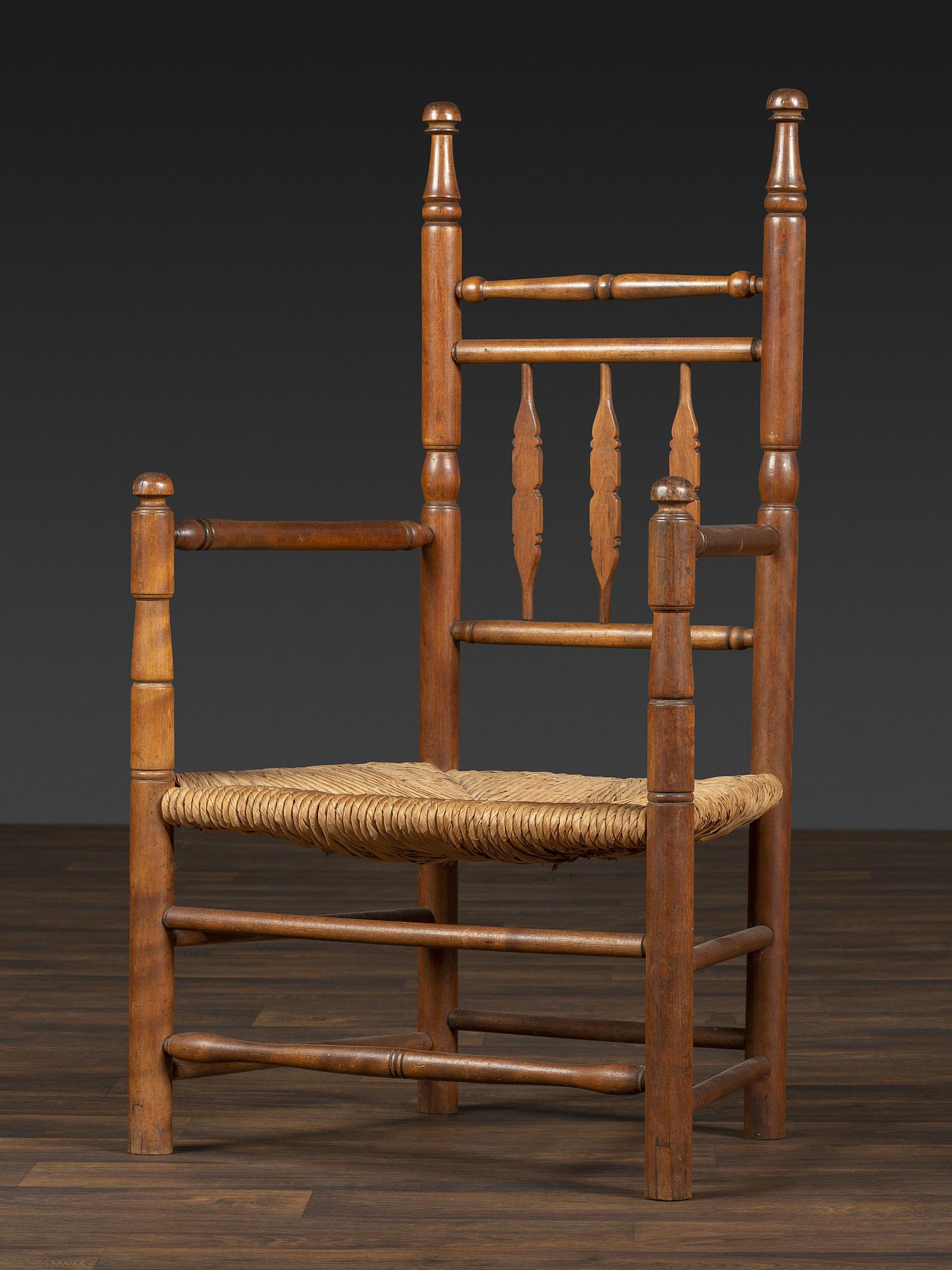 A William and Mary Turned Rush Seat Armchair