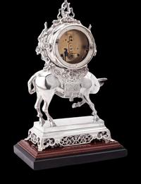 A Chinese Export Silvered Bronze Water Buffalo-Form Clock