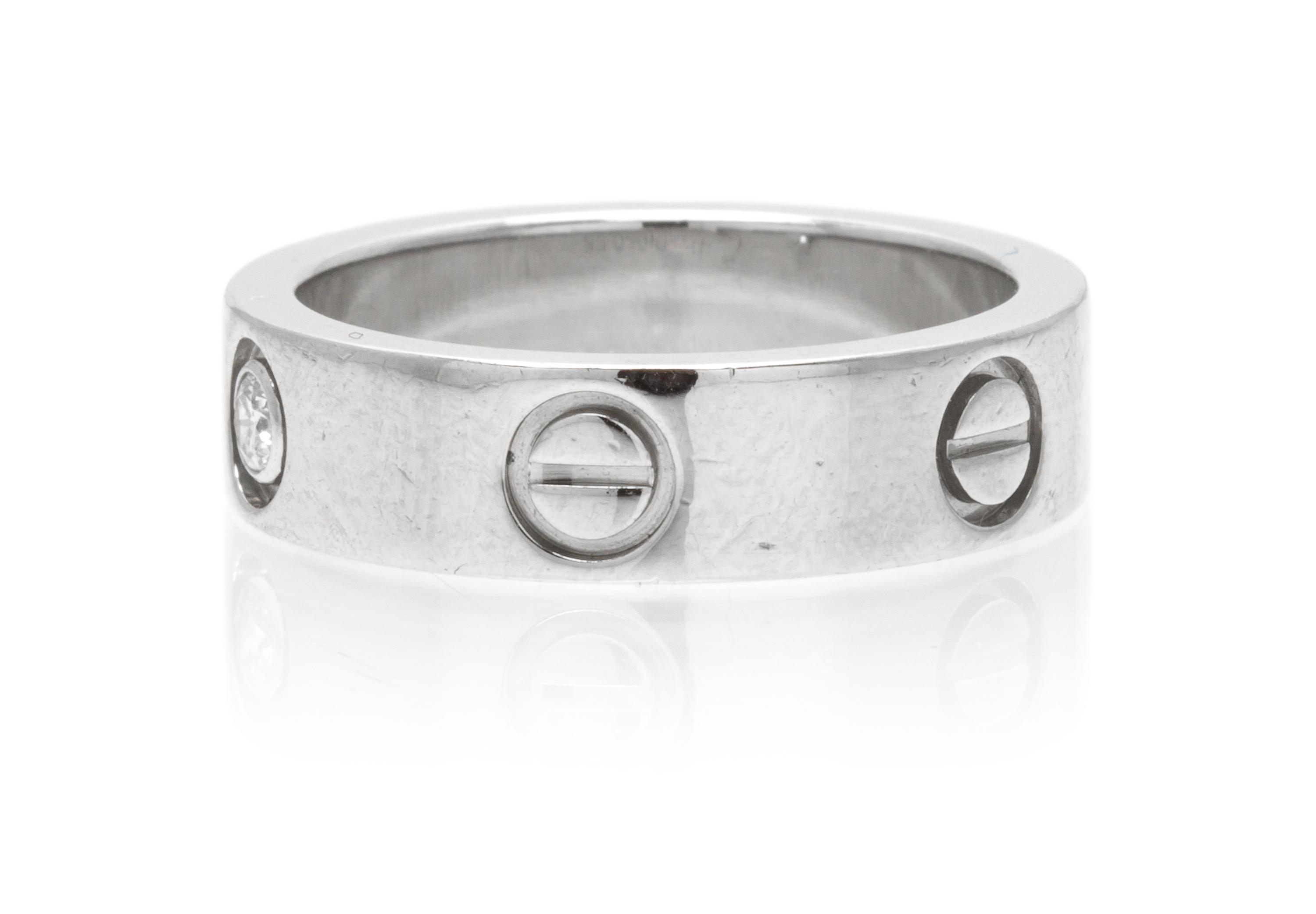 A Platinum and Diamond Love Ring, Cartier, 8.10 dwts.