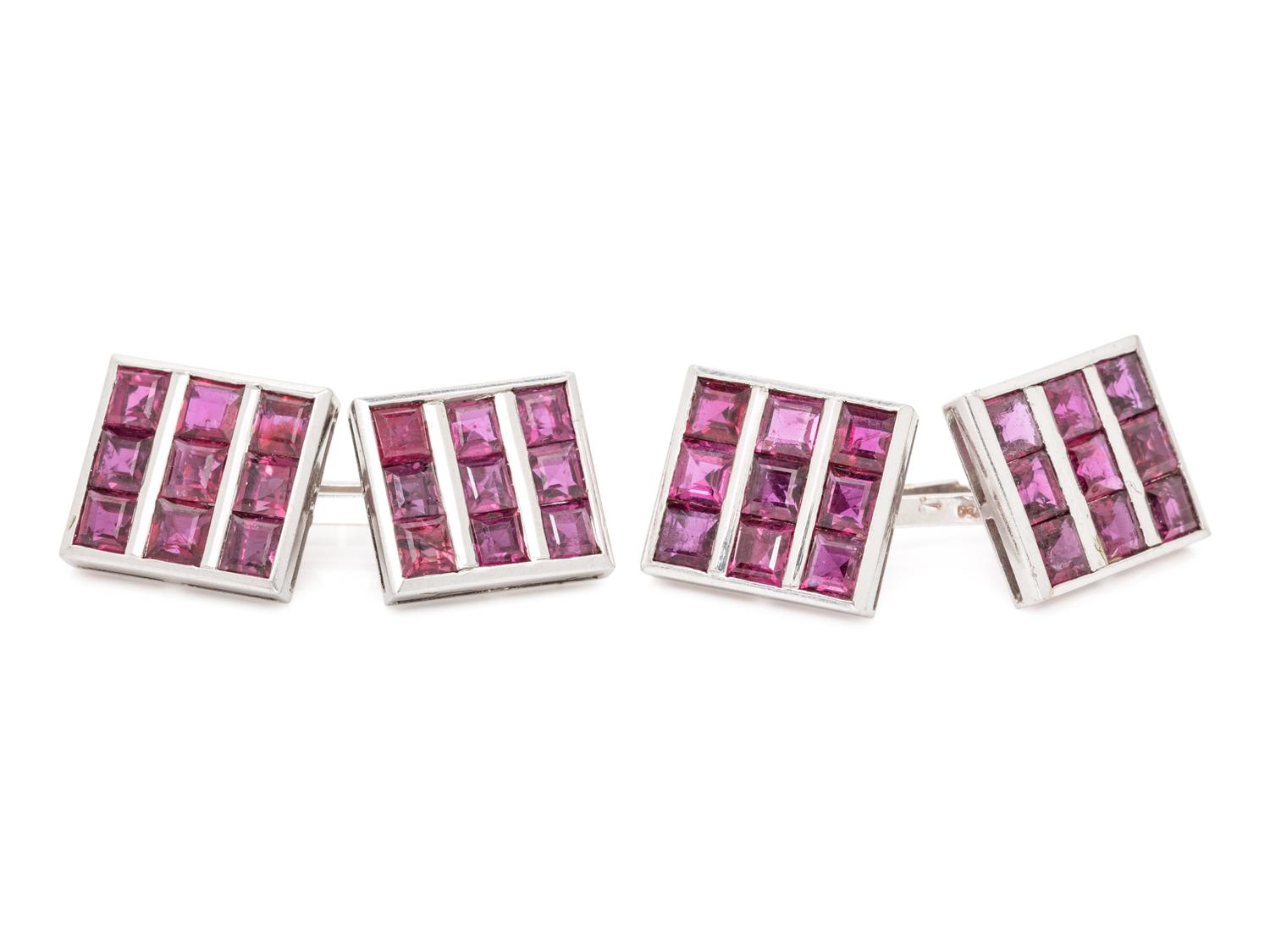 WHITE GOLD AND RUBY CUFFLINKS