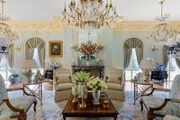 A Pair of Ralph Lauren Louis XV Style Mahogany Bergères with Custom Upholstery