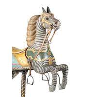 A Glass Inset Carved, Parcel-Gilt and Painted Wood Zebra Carousel Figure